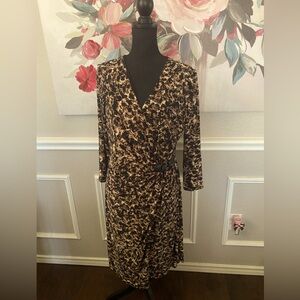 Jones Wear Brown and Black Wrap Midi Dress